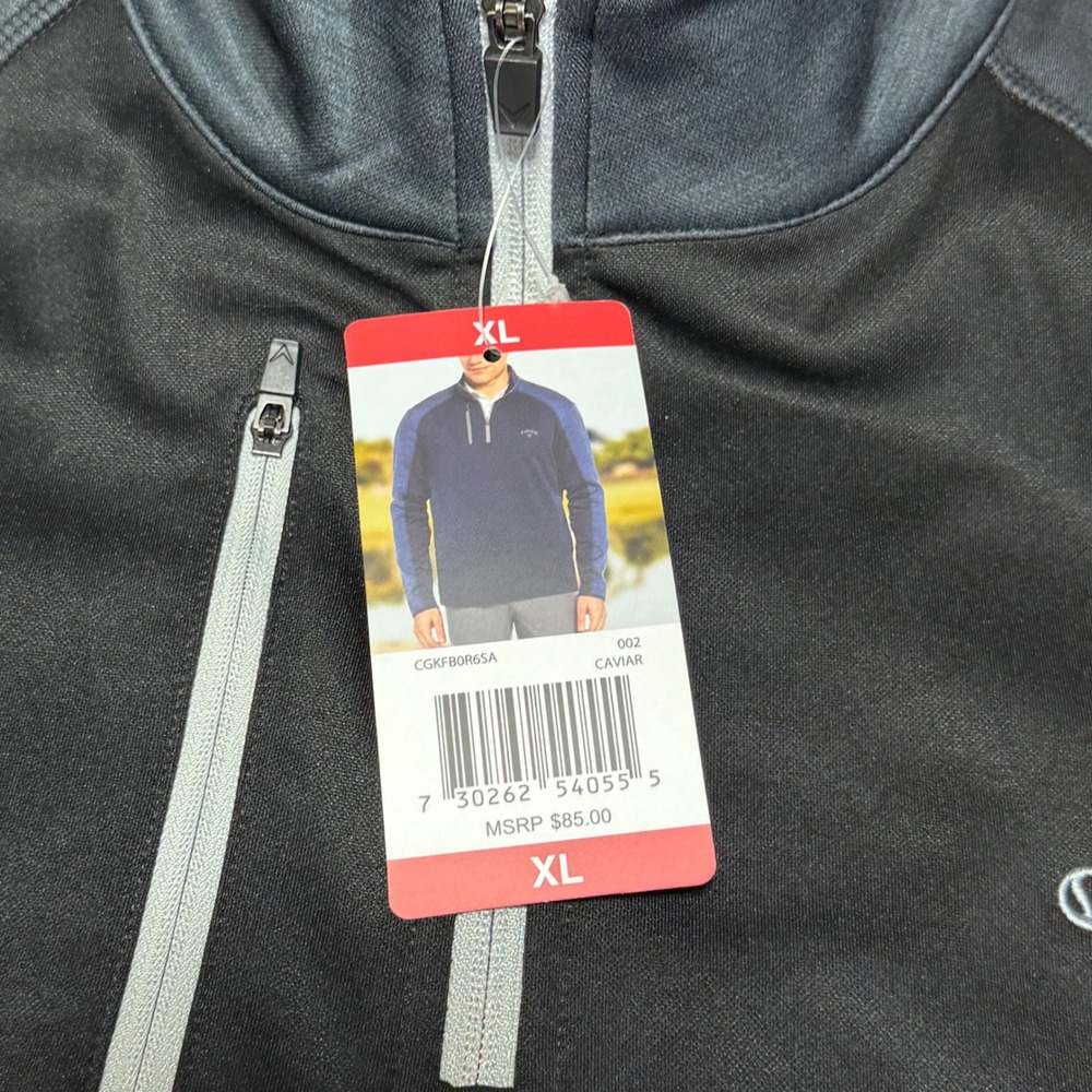 Callaway NWT 1/4 Zip Pullover Mens XL Black Caviar UPF 50 Chest Pocket - Picture 5 of 7